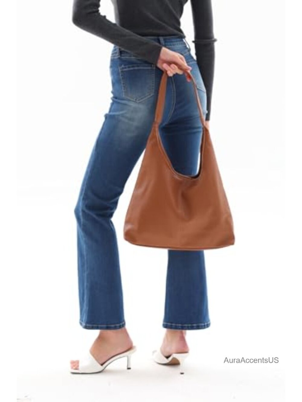 Faux Suede Hobo Bag Women Slouchy Purse Shoulder Office Tote Handbag - Picture 4 of 4